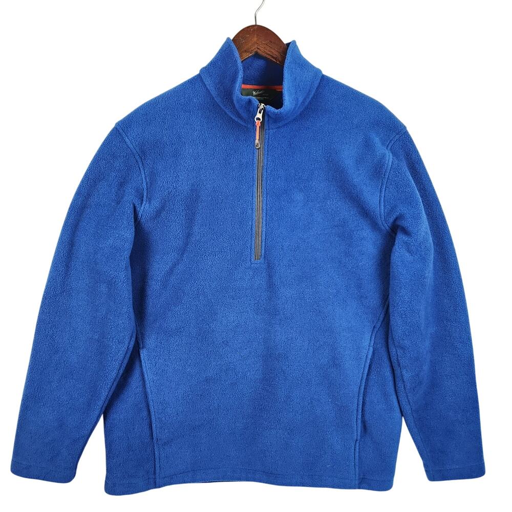 Woolrich Fleece Pullover 16407 Mens Large Blue Dark Cobalt Quarter Zip Outdoor